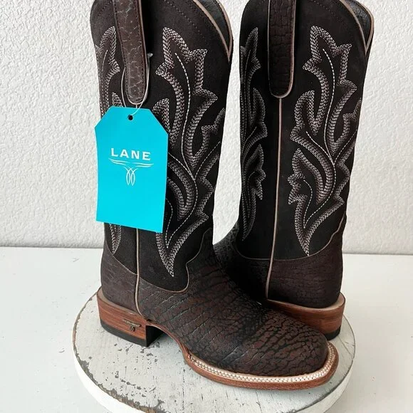 Lane SARATOGA Square Toe Cowboy Boots Dark Brown Western Cowgirl Mid Calf 6 - Picture 13 of 13